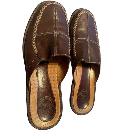 Nurture Aloha Womens Brown Slides Slip-On Leather Clogs Shoes Size 7.5M - Picture 2 of 16